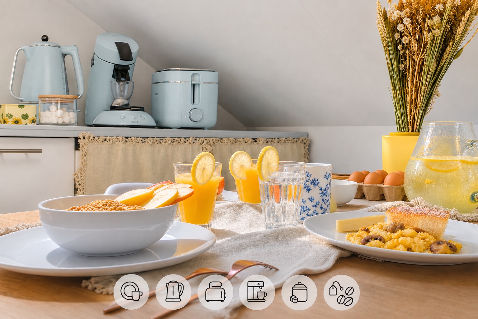 Une suggestion de petit déjeuner à vous procurer — non inclus dans le séjour.