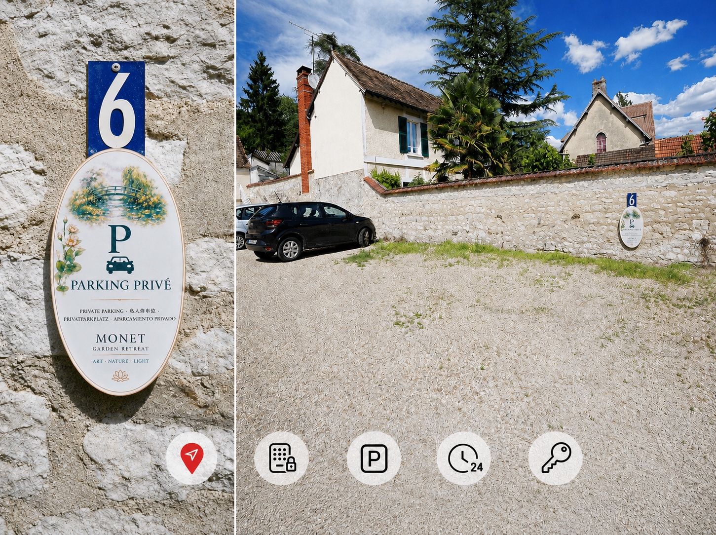 Votre place de parking privée porte le numéro 6.